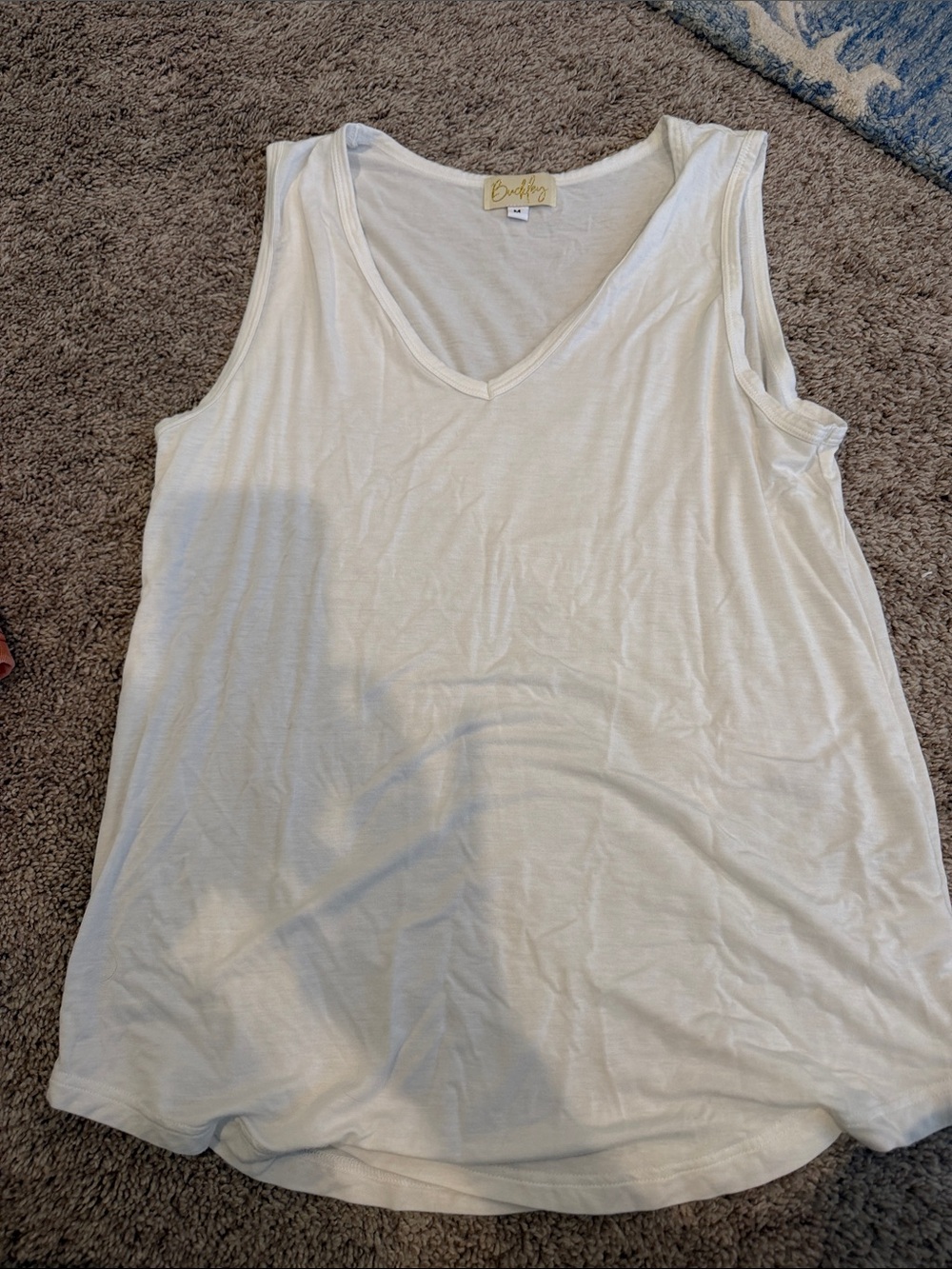 Buckley White V-Neck Sleeveless Tank Top